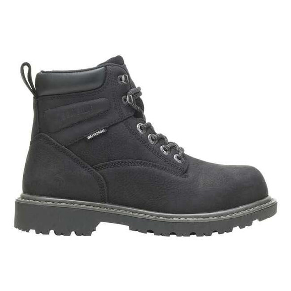 Women's 6-Inch Work Boot, 7 1/2 M, Steel Toe, 6 in H, Black, W201153