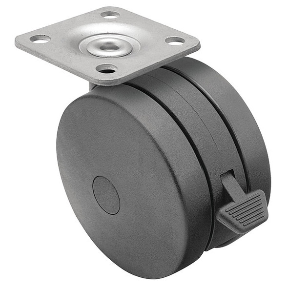 100mm Non-Marking Nylon Swivel Caster, Side Brake, Loads Up To 225 lb
