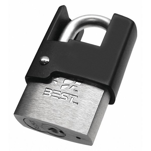 Padlock, Coreless, Partially Hidden Shackle, Rectangular Steel Body, Stainless Steel Shackle