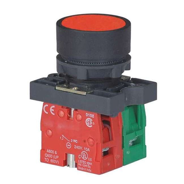 Dayton Push Button Operator, 22 mm, 1NO/1NC, Red 30G234