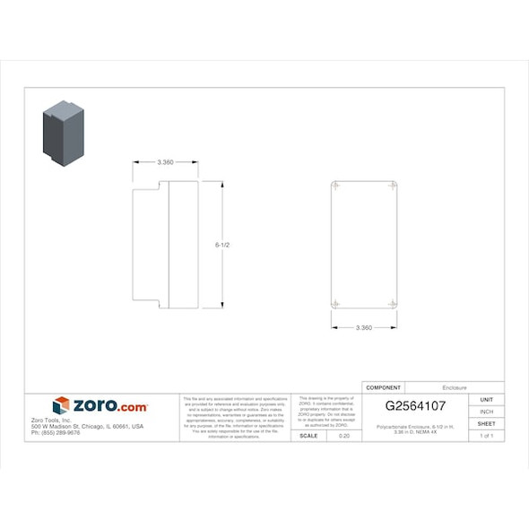 Box Enclosures Electrical Enclosures, 6-1/2 in H, 3.4 in D, 3.4 in W, 4, Polycarbonate BEN-60PCBK