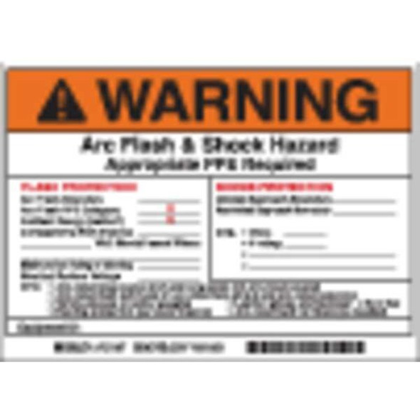 Brady Arc Flash Protection Label,5 In. H,PK5, 121087 121087