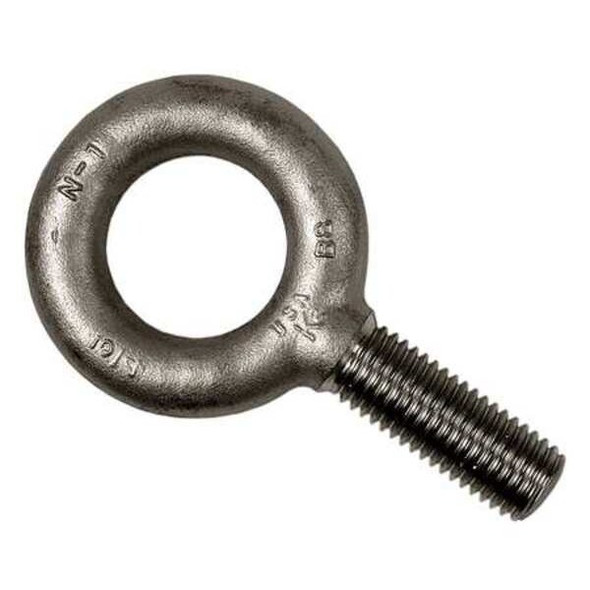 Eye Bolt Without Shoulder, 5/16"-18, 1-1/8 in Shank, 7/8 in ID, Steel, Plain