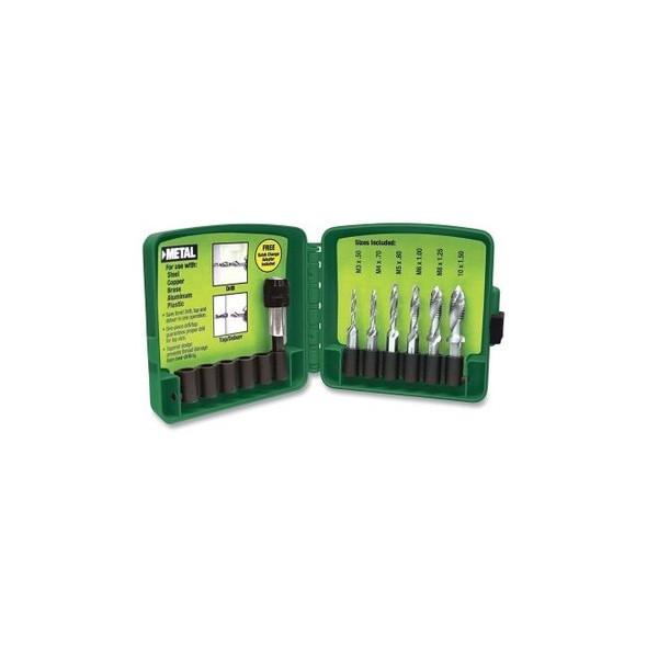 Drill/Tap Sets, 1/4 in Hex, Steel