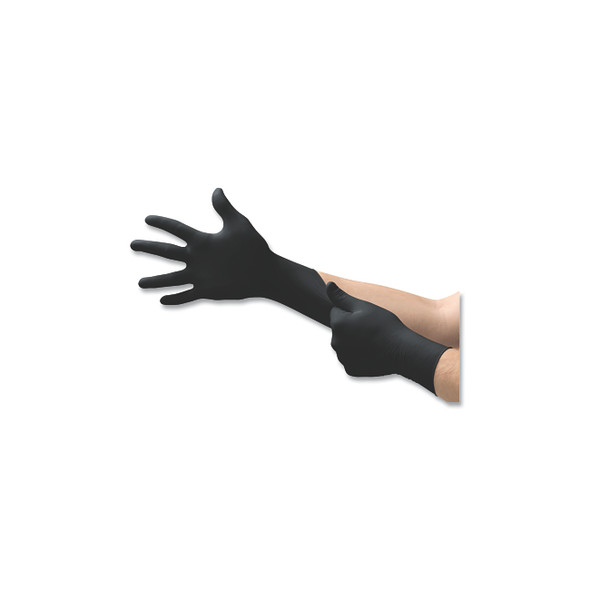 Black Dragon® Latex Exam Gloves, Large, Natural Rubber Latex, Black