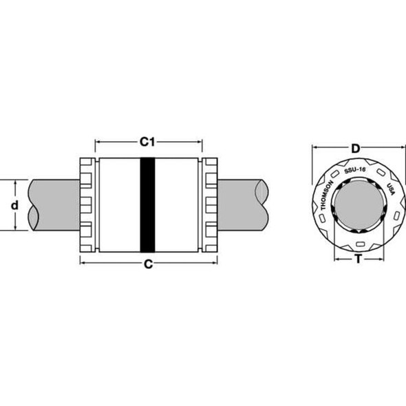 Thomson Ball Bushing,Bore Dia 1.250 In SSU20