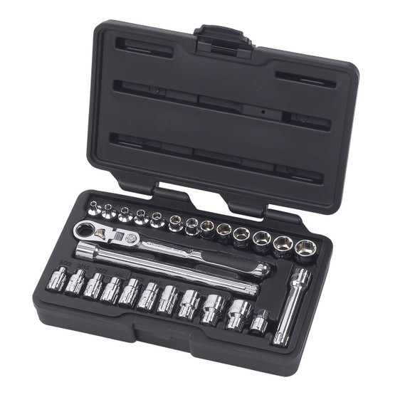27 Pc. 1/4" Dr. SAE/Metric XL Pass-Thru Locking Flex Ratchet Set 891427P