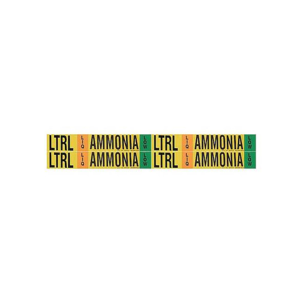 Brady Ammonia Pipe Mrker,LTRL,1 to 2-1/2In,PK4 90434