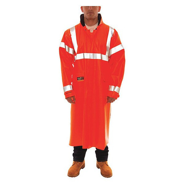 Tingley Arc Flash Flame Resistant Rain Coat, PVC, Class 3 Orange, M C44129