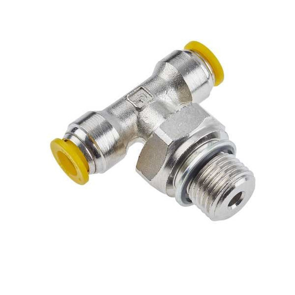 Parker Metric Metal Push-to-Connect Fitting, Brass, Silver 172PLP-8M-2G