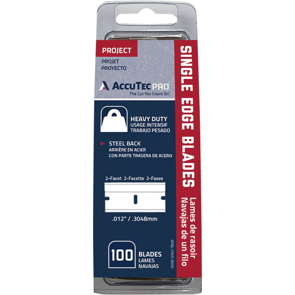 AccuTec Pro Single Edge Blade .012 1074 Steel Back 100/BX APBL-7055
