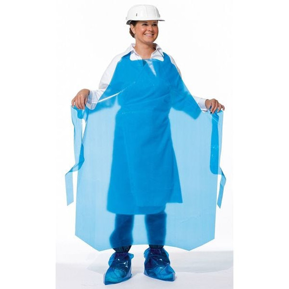 Polyco Bib Apron, Polyolefin, Blue, 55 in, Universal 46501