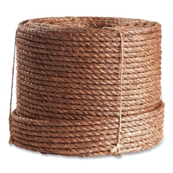 Twisted Manila Rope, 600 ft L, Manila, Natural, 1/4 in dia, 3 Strand