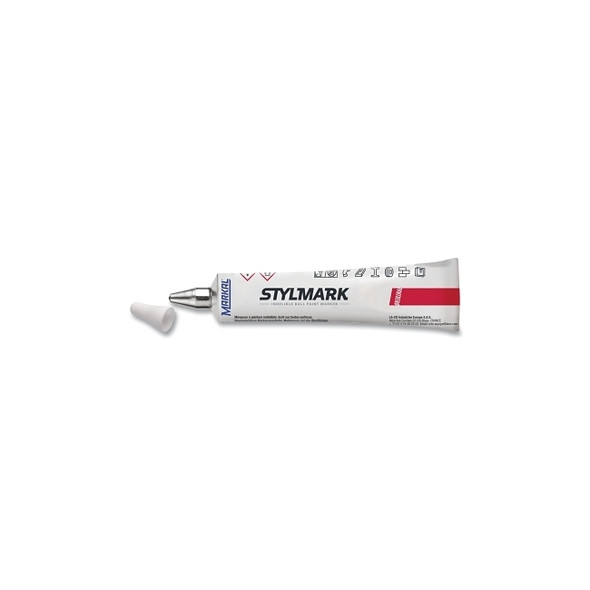 STYLMARK® Tube Marker, White, 5/64 in Tip, Metal-Ball Tip