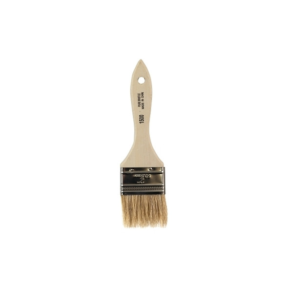 White Chinese Bristle Paint Brush, 3/8 in Thick x 2-1/2 in W, Wood Handle Pack of 12
