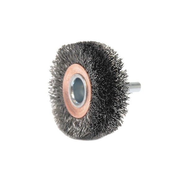 Stem-Mounted Wide Conflex Brush, 2 in D x 3/4 in W, .0118 in Steel, 20,000 rpm