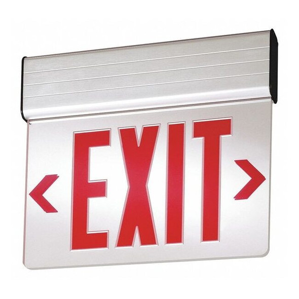 Exit Sign, Silver, 1 Face(s), LED, Universal Mount, Nickel Cadmium