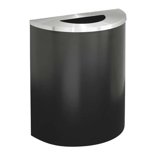 Glaro 29 gal. Steel Half-Round Trash Can, Black 2491-BK-SA