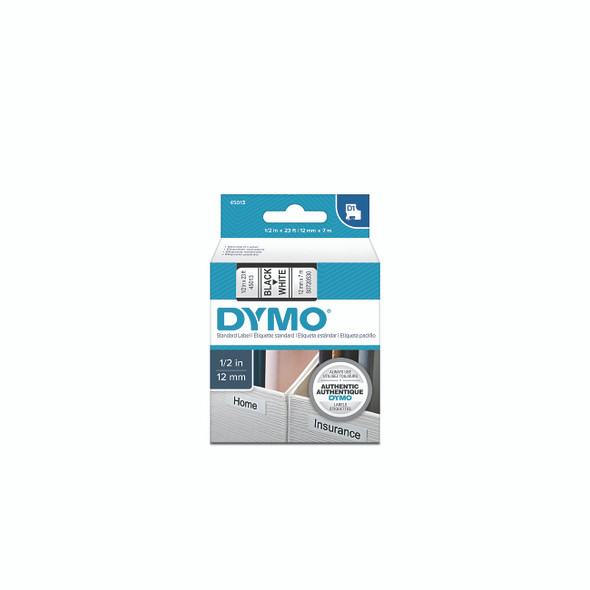D1 Standard Cassette Label, 1/2 in W x 23 ft L, Black Print on White Background Pack of 5