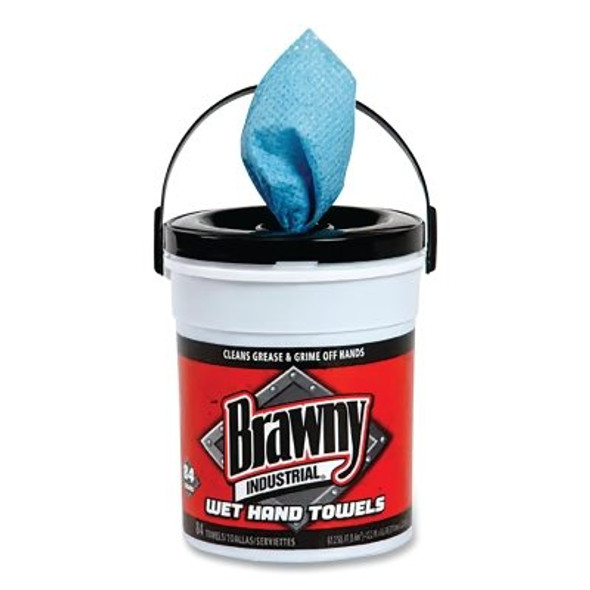 Brawny® Industrial Wet Hand Towel, 12 in L, 8 in W, Blue, Pail