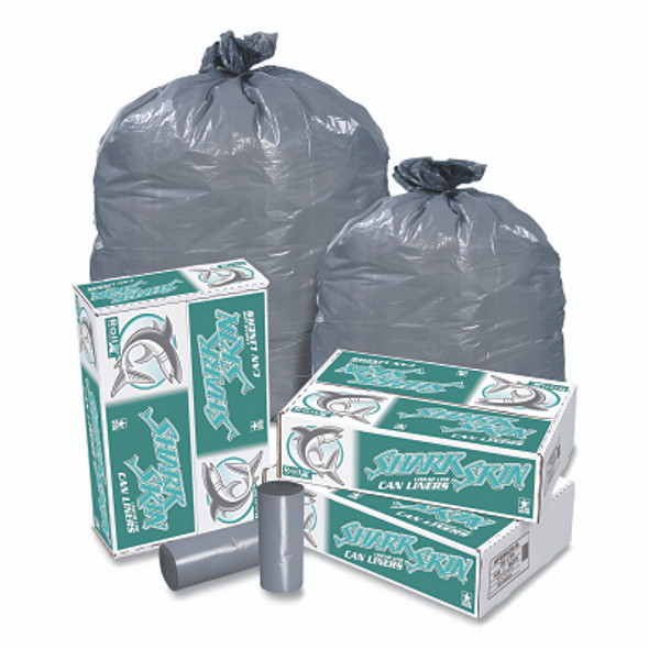 Shark Skin Trash Liner, 33 gal, 1.1 mil, 33 in W x 39 in H, Gray Shark Skin Trash Liner, 33 gal, 1.1 mil, 33 in W x 39 in H, Gray