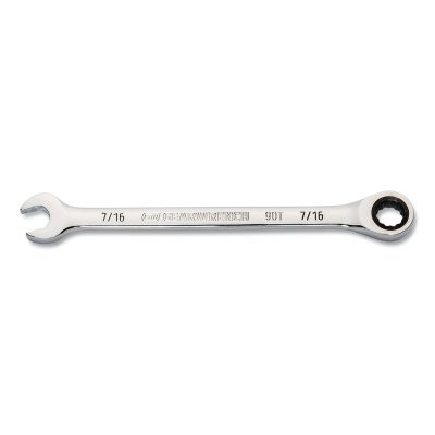 90-Tooth 12 Point Ratcheting Combination Wrench, SAE, 7/16 in