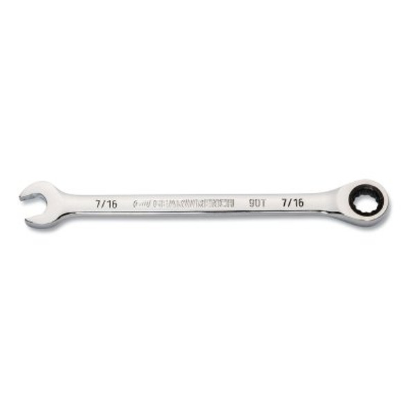 90-Tooth 12 Point Ratcheting Combination Wrench, SAE, 7/16 in