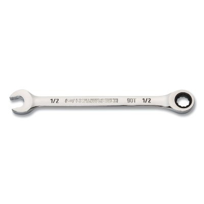 90-Tooth 12 Point Ratcheting Combination Wrench, SAE, 1/2 in