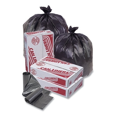 HD Mini Roll Trash Liner, 12 to 16 gal, 6 µ, 24 in W x 33 in H, Black