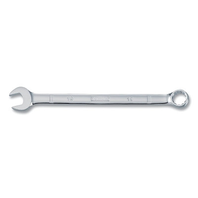 Combination Wrench, 19 mm, 9-27/32 in OAL, 12-point, Full Polish Chrome