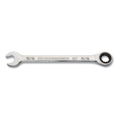 90-Tooth 12 Point Ratcheting Combination Wrench, SAE, 15/16 in