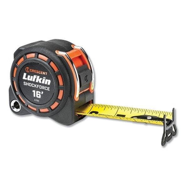 Shockforce Nite Eye Dual-Sided Tape Measure, 1-3/16 in W x 16 ft L, Yellow Blade