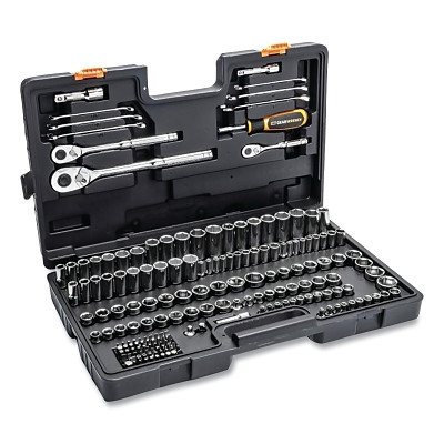 Mechanic Tools Set, 185 Pc, 1/4 in 3/8 in and 1/2 in Drive, Blow Mold Case