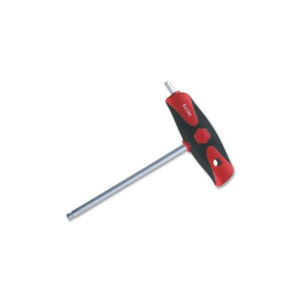 SoftGrip Dual Drive Hex T-Handle, 2.5 mm, 5.9 in OAL, Chrome, Ball End