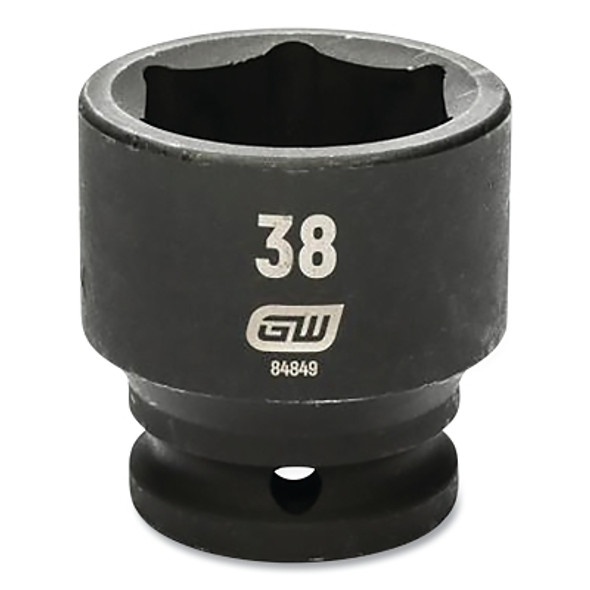 Impact Socket, 3/4 in Drive Size, 38 mm Opening Size, 6-point, Standard Length