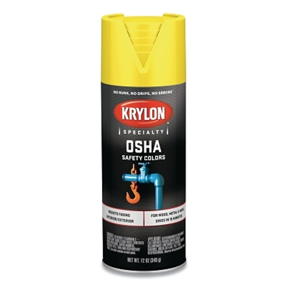 OSHA Safety Color Spray Paint, 12 oz Fill, Aerosol Can, Safety Yellow, Gloss