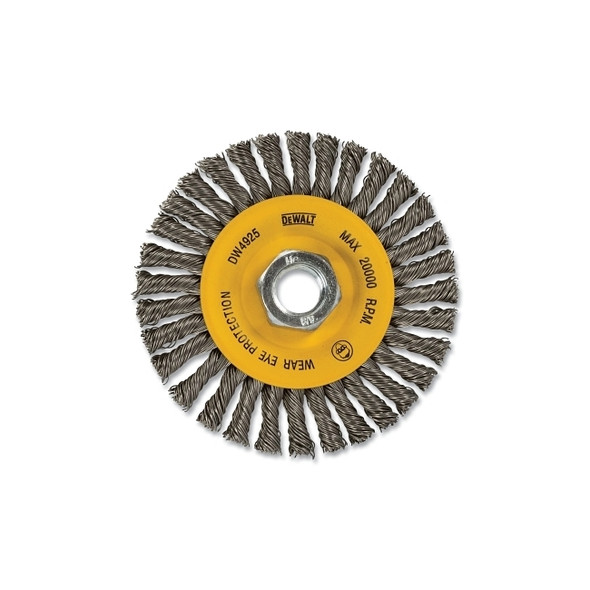 Stringer Wire Wheel, 4 in dia, 1/2 in Face dia, 0.020 in Carbon Steel Wire, 12000 RPM
