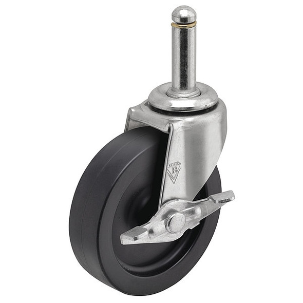 2" X 13/16" Non-Marking Polyolefin Swivel Caster, Side Brake, Loads Up To 90 lb