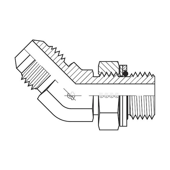 Adaptall HydHoseAdpt,JIC,1/4",45 Elbow,CarbSteel 9058-0402