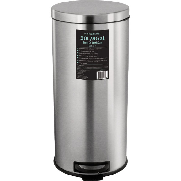 Ninestars 8 Gal. Foot Pedal Round Trash Can SOT-30-1