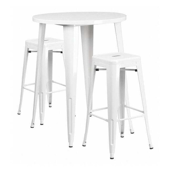 Round 30" W, 30" L, 41" H, Metal, White
