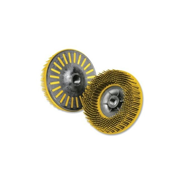 Bristle Disc, 4-1/2 in x 5/8 in-11, 80 Grit, Ceramic, 12000 rpm, Yellow