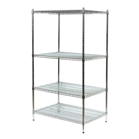 Manufacturer Varies Wire Shelving Unit, 18"D x 48"W x 74"H, 4 Shelves, Chrome 1PGG2