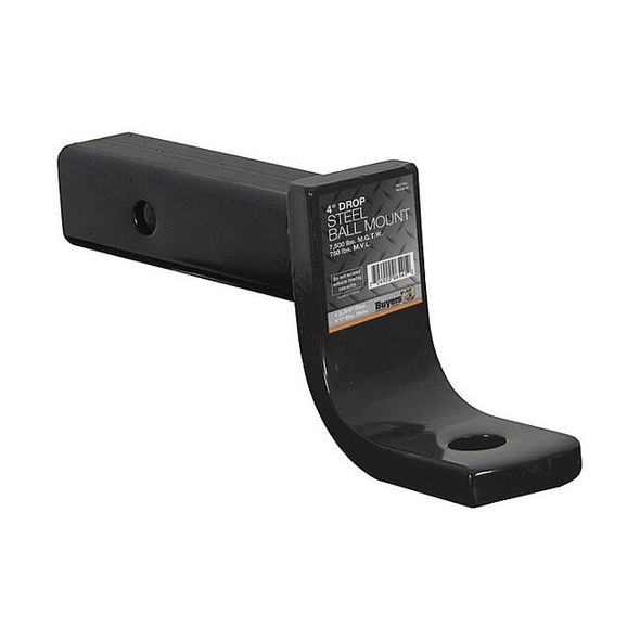 2 Inch Ball Mount With 4 Inch Drop x 8 Inch Long Tube Black