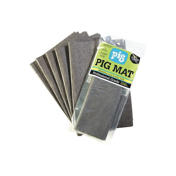 Pig Sorbent Pad, 0 gal, 15 in x 20 in, Universal, Gray, 5 PK 25205