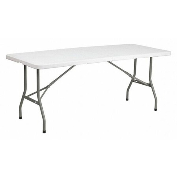 Flash Furniture Rectangle Folding Table, Plastic Top, White RB-3072FH-GG