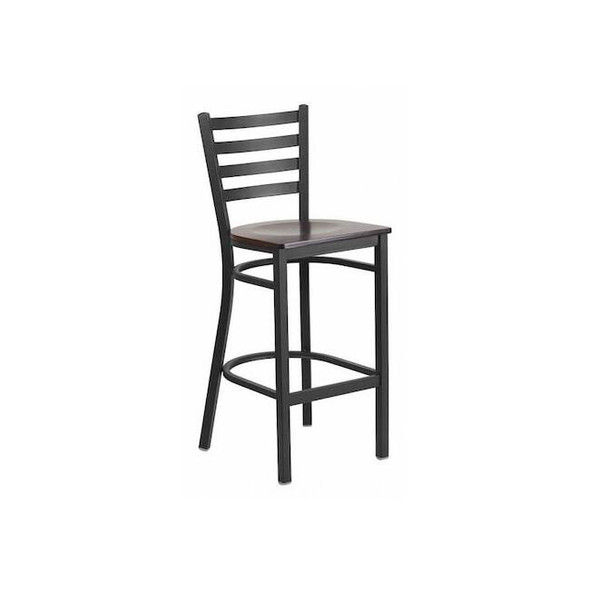 Flash Furniture Restaurant Stool,Ladder Back,Wal Seat XU-DG697BLAD-BAR-WALW-GG