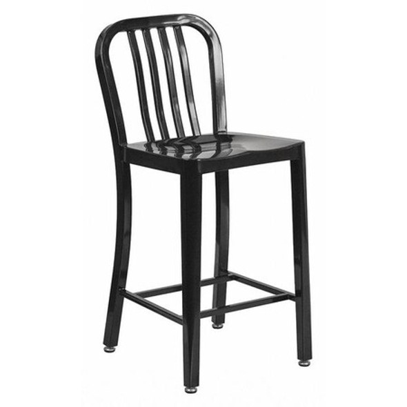 Flash Furniture 24" High Black Metal Counter Height Stool CH-61200-24-BK-GG