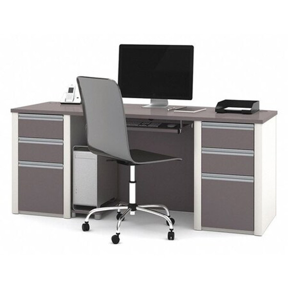 Bestar Executive Desk,30.4 in H,Sandstone/Slate 93850-59