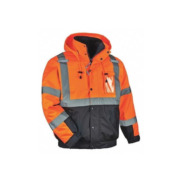 Unisex 3-in-1 Bomber Jacket, 300D Oxford Polyester, Hi-Viz Orange, L